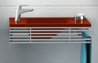 Стъклен червен умивалник Polyrail 55 Inox 55x35см