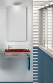 Мебели с червен стъклен умивалник Polyrail 55 Inox